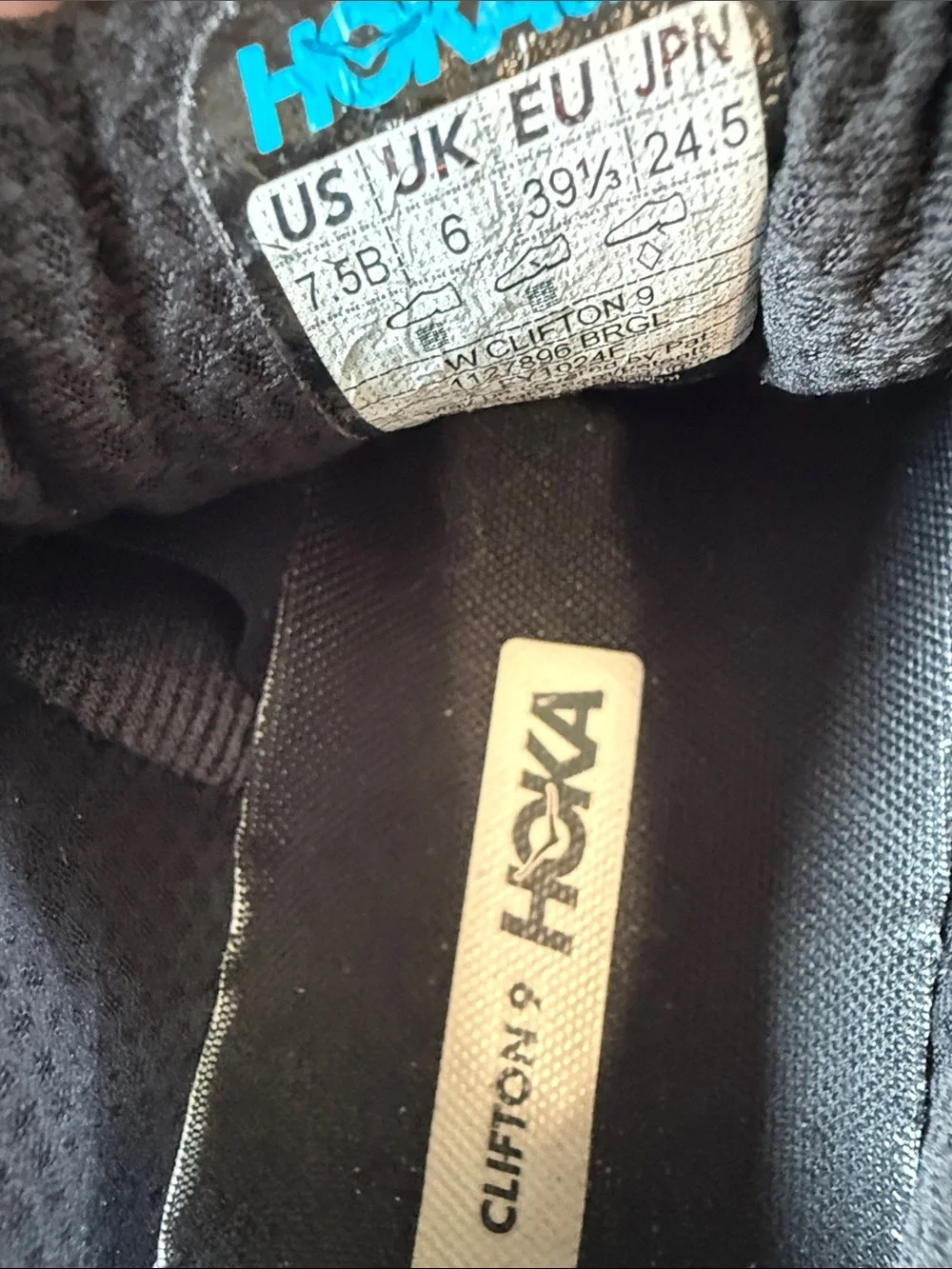 Hoka Women's Black Athletic Shoes with Rose Gold Logo